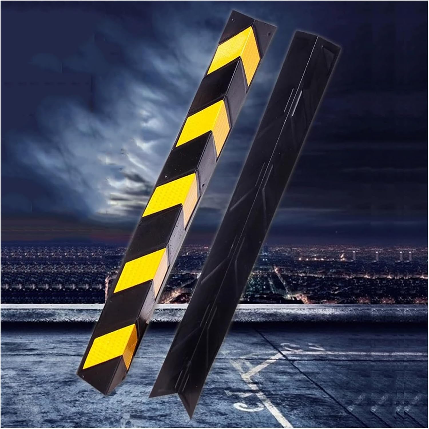 XPLKQXE Reflective Yellow Strip Garage, Garage Wall Protector, Rubber Wall Edge and Bumpers Guards for Car Parking and Warehouse (Color : Black+Yellow, Size : 16pcs)