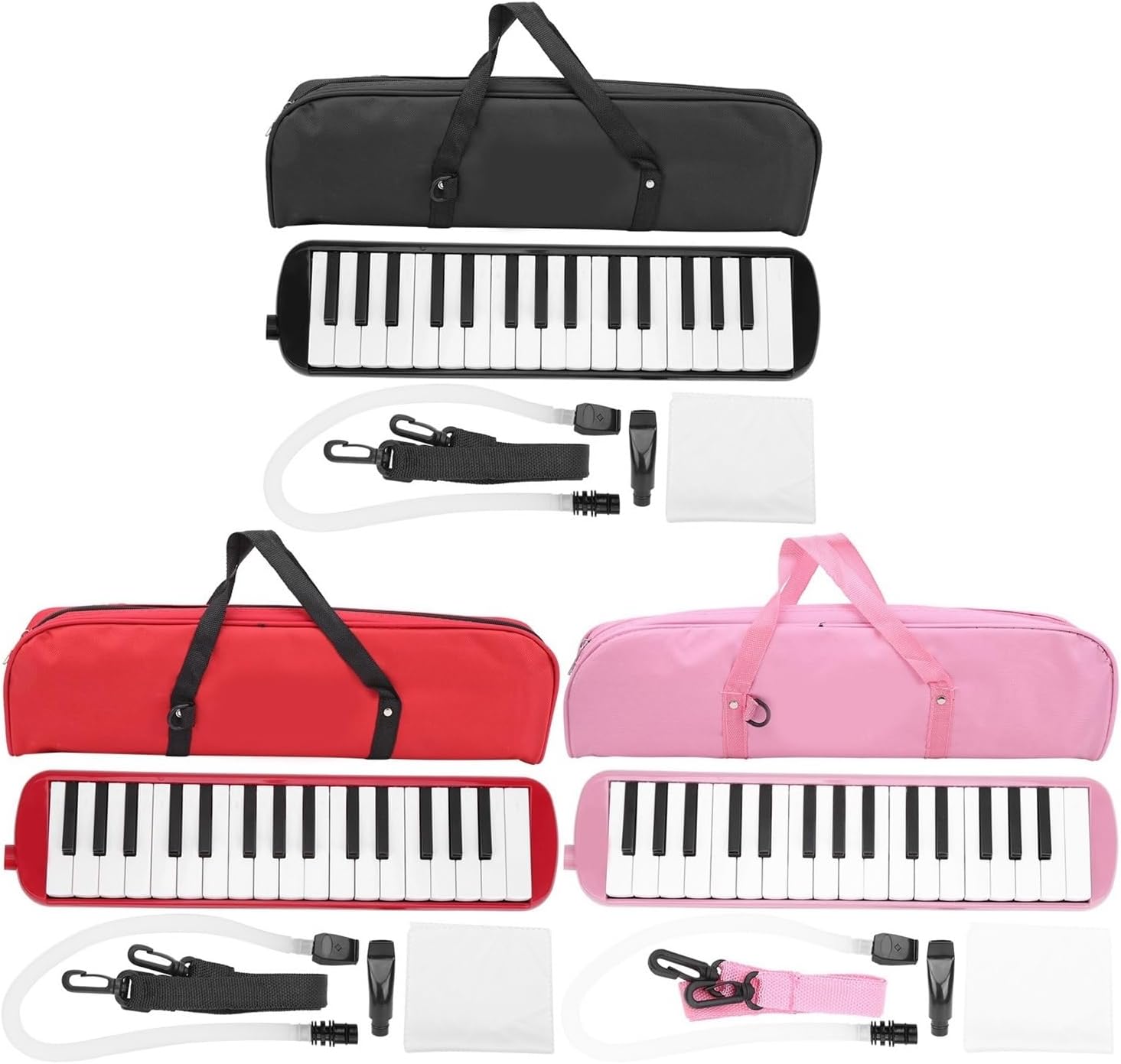 Melodica 32 Key Melodica Wind Musical Instrument Suitable for Beginner Practice Bag(Black)