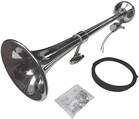 Viking Horns V201 Single Trumpet Loud Sound 145 Decibels, Semi Truck Chrome Air Horn