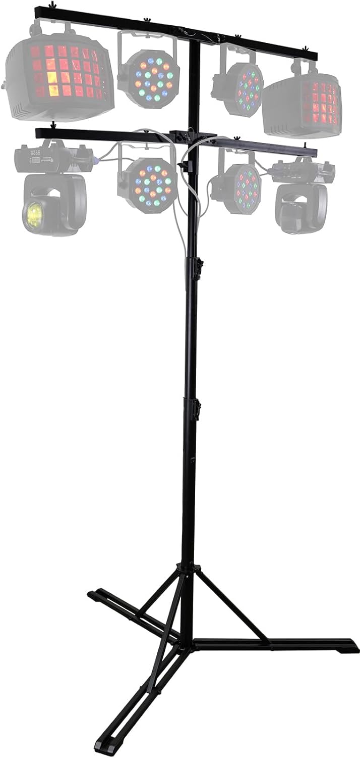 Rockville RLS6 140lb Lighting Speaker Stand, Flat-Base Stability, Detachable Tree Bar, Quick-Fold Portability, Perfect for DJs and Event Pros