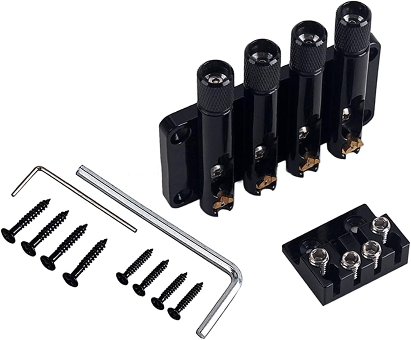 Four Strings Headless Bass Bridge for Bass Guitar Guitar Bridge System Set