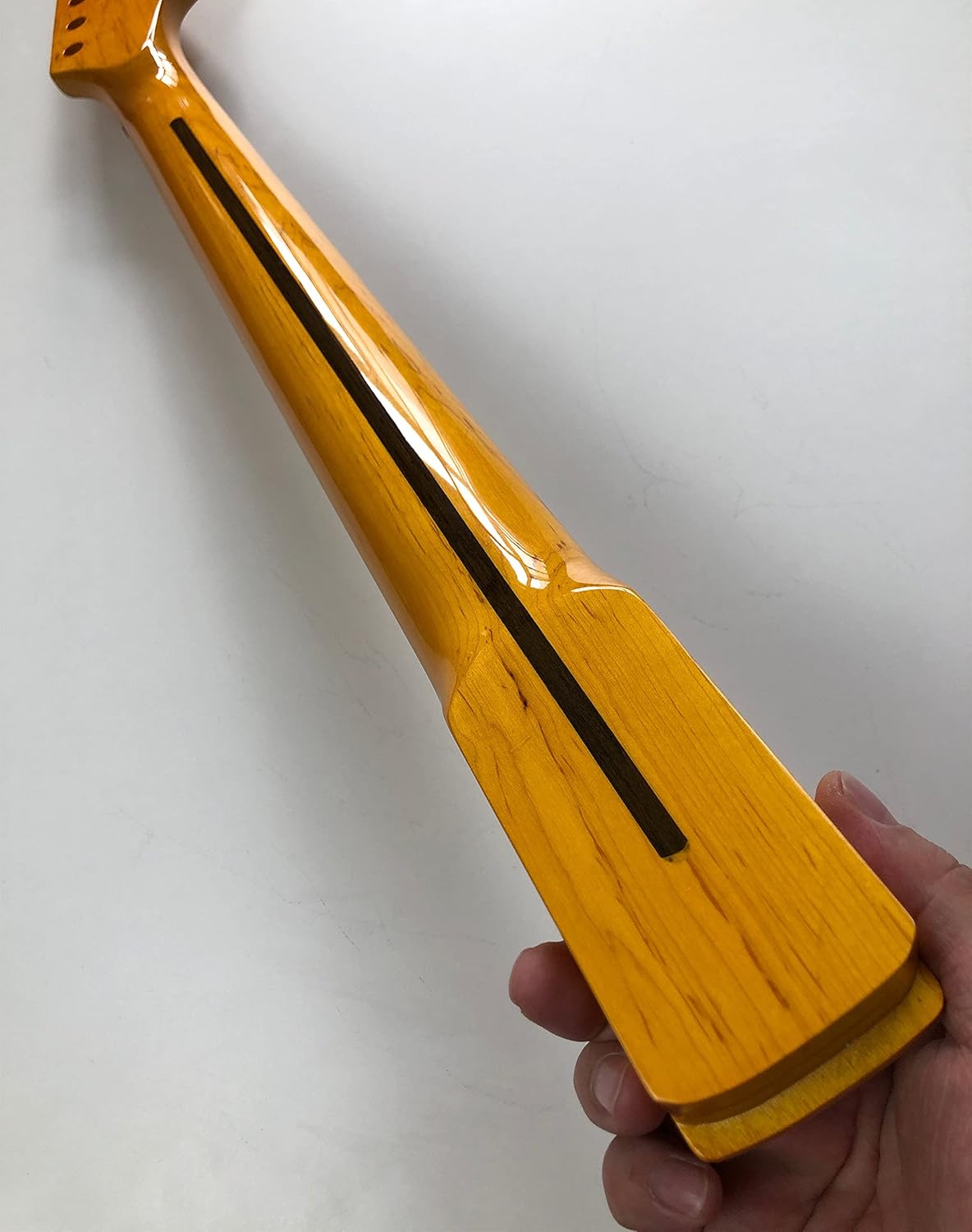 Reverse head Electric guitar Neck 22 frets Maple Fingerboard Dot Inlay Locking Nut Yellow gloss DIY