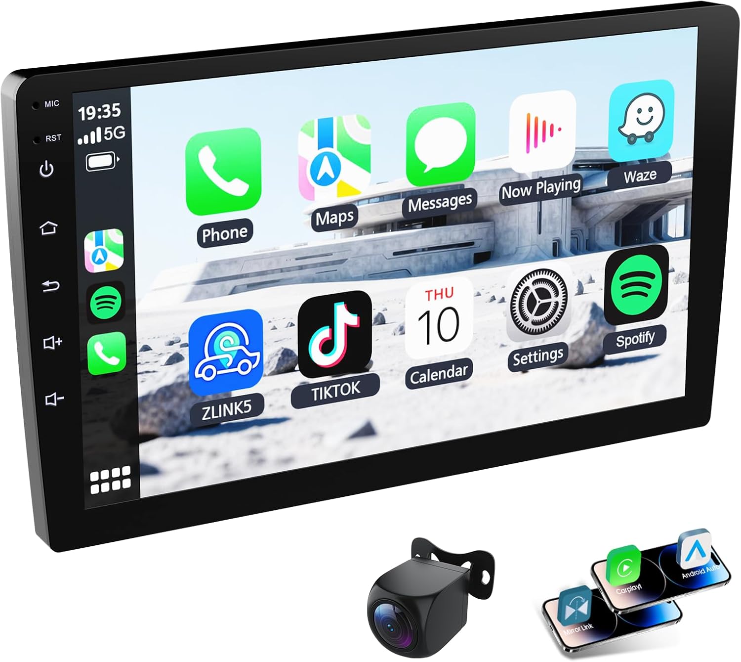 9 Inch Double Din Car Stereo with Wireless CarPlay & Android Auto, GPS Navigation, Backup Camera, Universal Fit for Most Cars