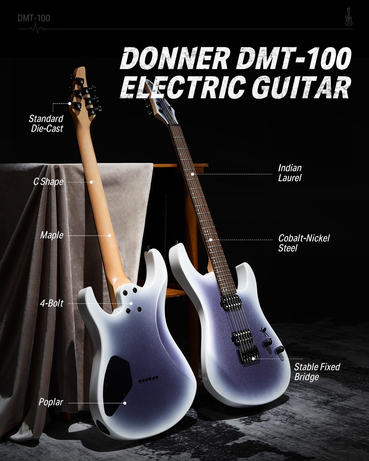 Donner Solid Body Electric Guitar, 39 Inch Metal Electric Guitar Beginner Kits-Mini Auto Wah Pedal