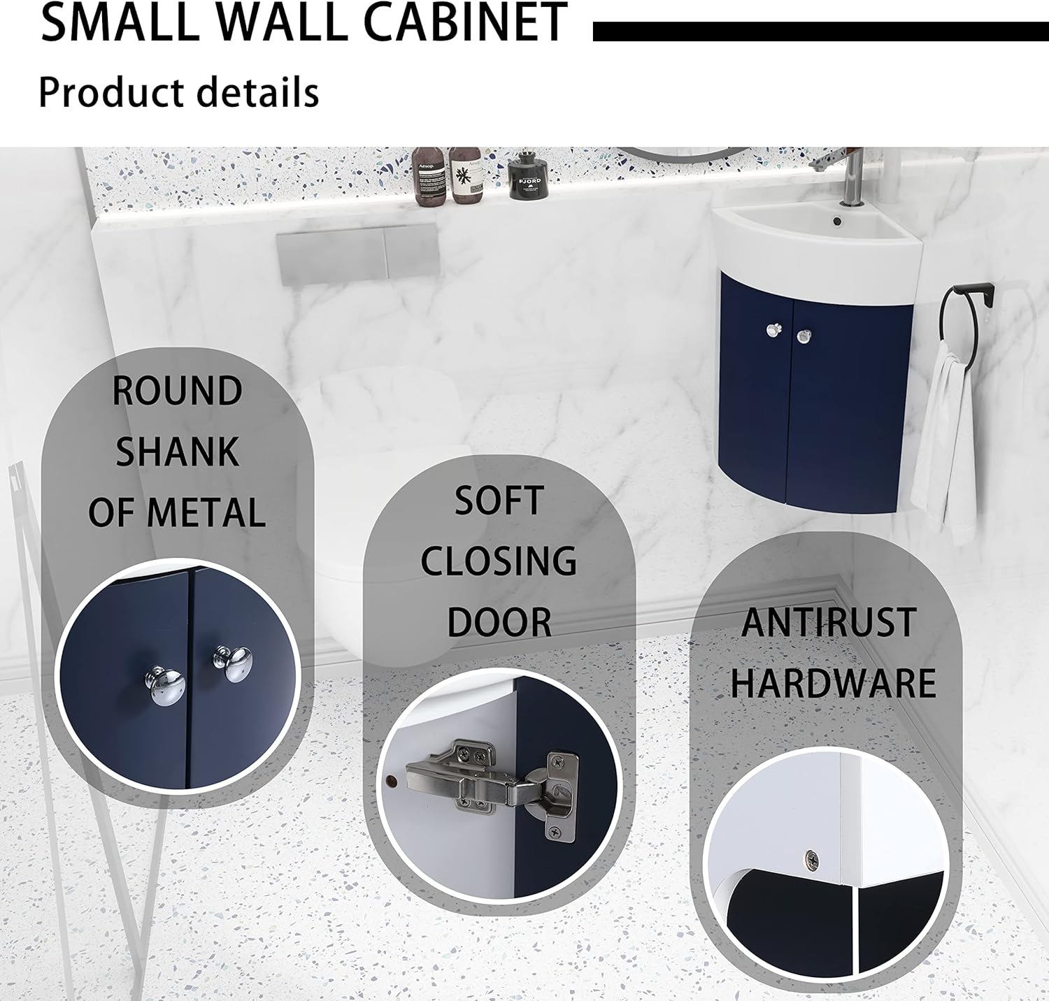 12.8 Inch Corner Bathroom Vanity Sink Combo for Small Space Wall Mounted Cabinet Set,Ceramic Sink