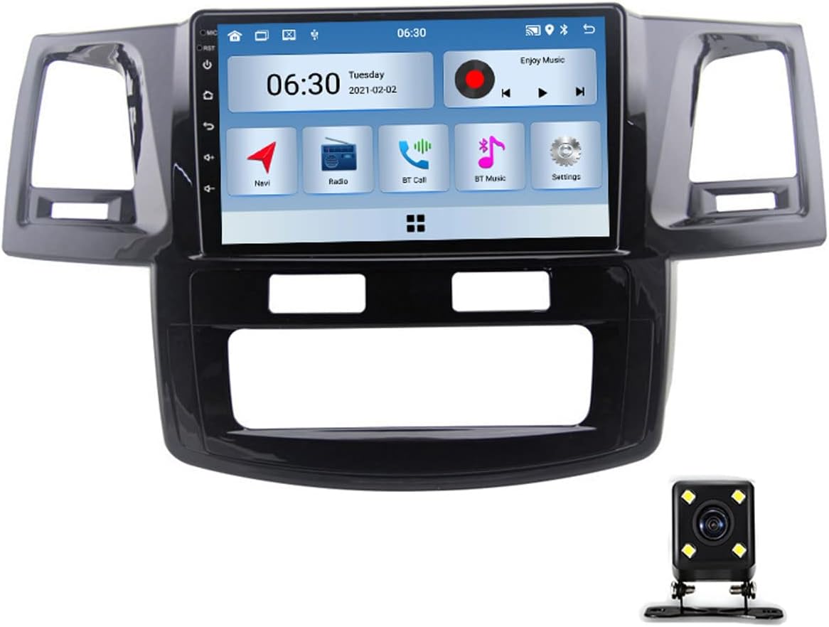 Double Din Android Car Stereo with GPS Navigation, 9 Inch Touch Screen Car Audio Receiver Bluetooth WiFi Mirror Link Carplay FM Radio for Toyota Fortuner AN50 AN60 Hilux 2005~2014