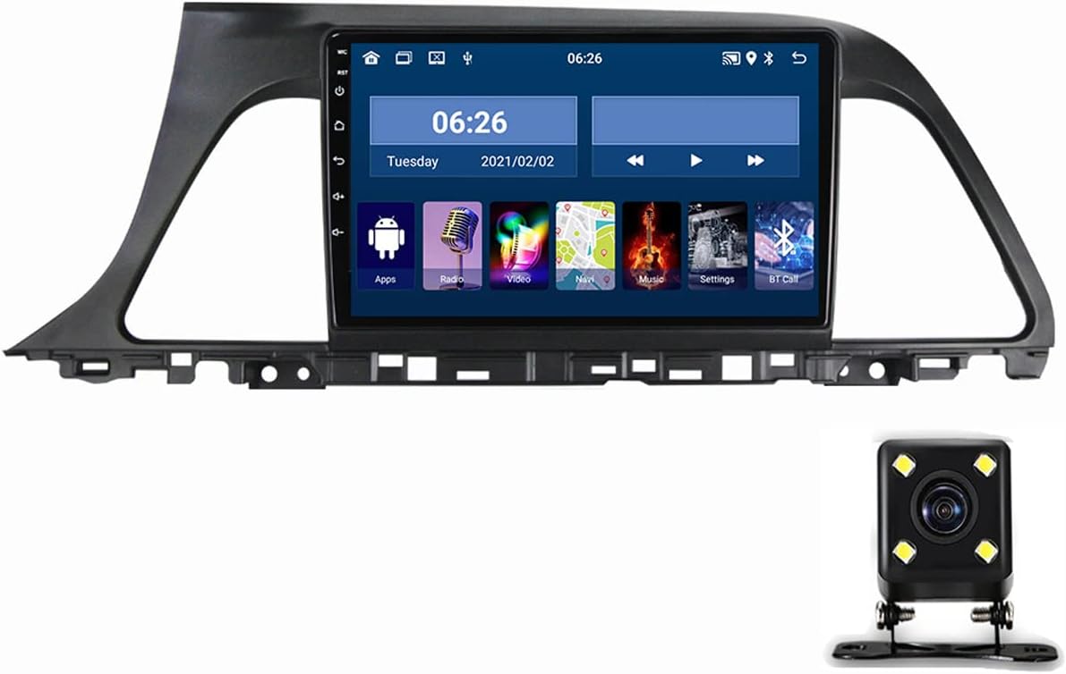 Double Din Car Stereo with Bluetooth, 9 Inch Touch Screen Car GPS in-Dash Navigation Player for Hyundai Sonata 9 2015-2018 with Backup Camera/SWC/USB/Carplay/FM Car Radio