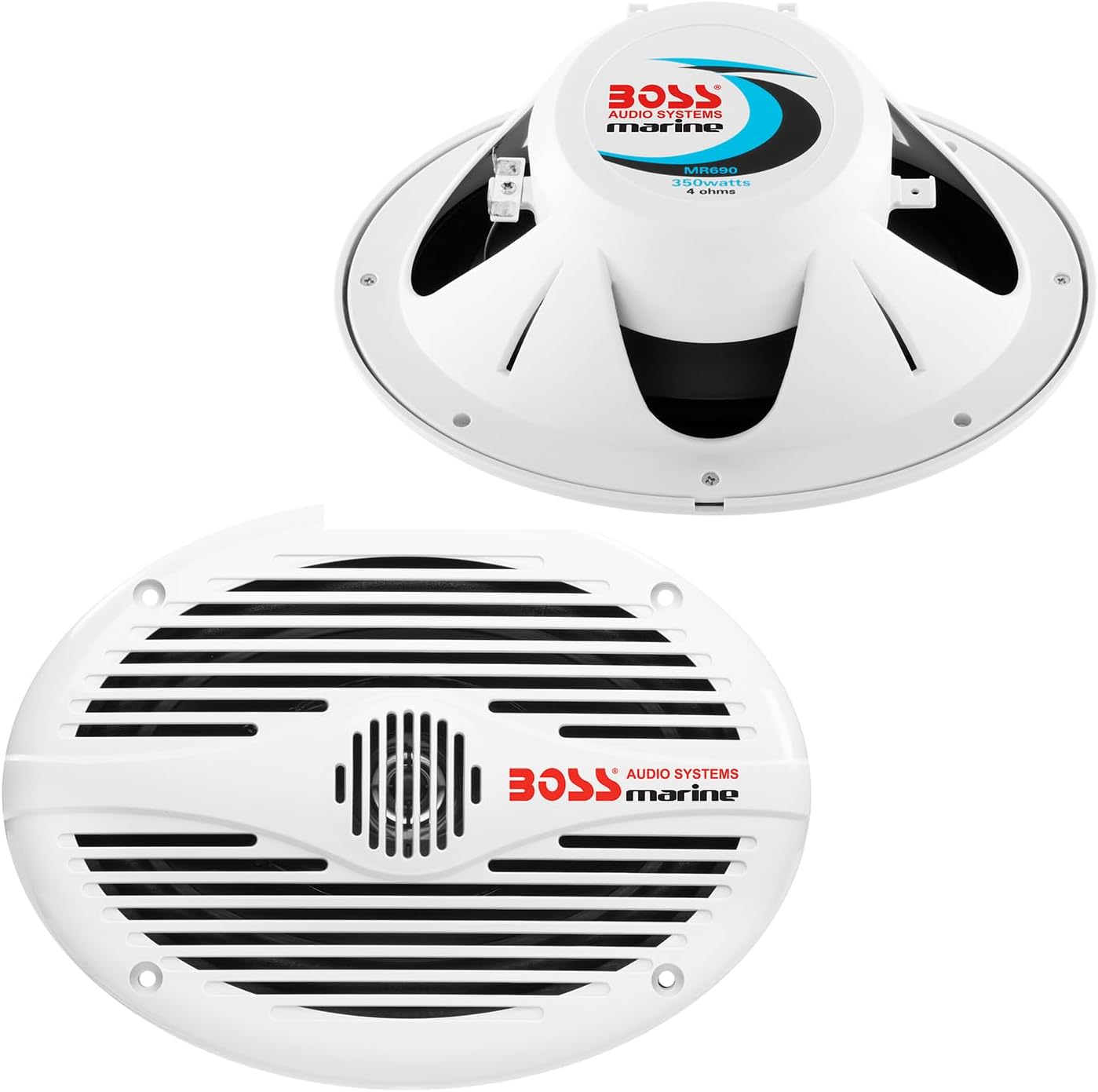BOSS Audio Systems MR690 6x9 Inch Marine Speakers - 350 Watts Per Pair, Coaxial, 2 Way, Full Range, 4 Ohms, Weatherproof