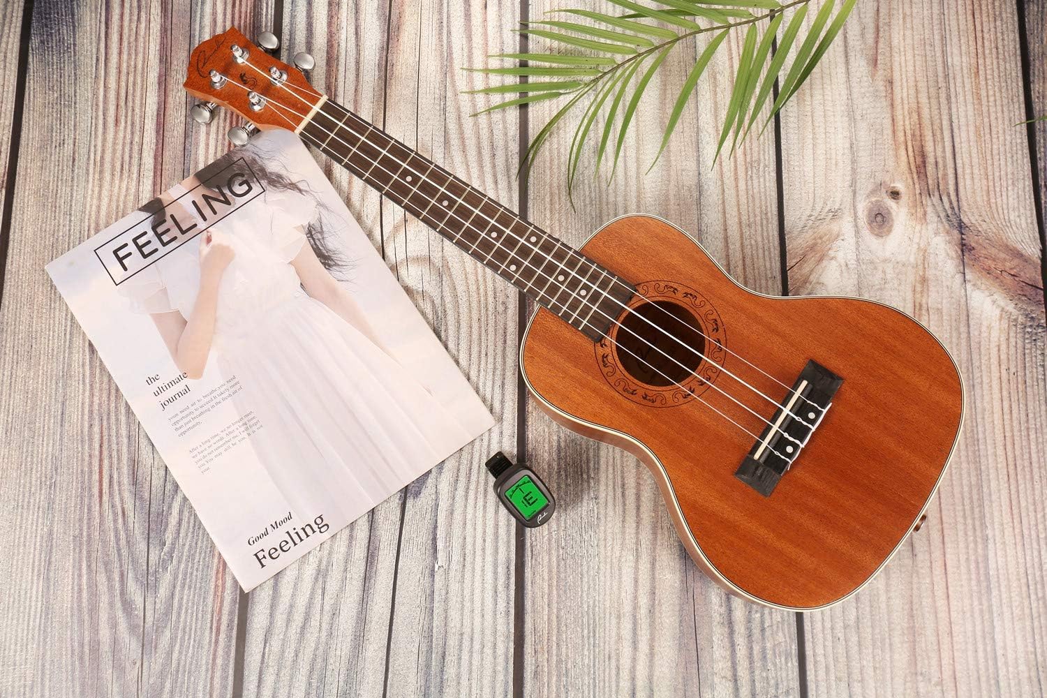 Ranch Left Handed Concert Ukulele 23 inch Professional Wooden Ukelele Instrument with Padded Gig Bag - Clip On Tuner for Acoustic Electric Guitar Ukulele Violin Bass Banjo Chromatic - Classical Black