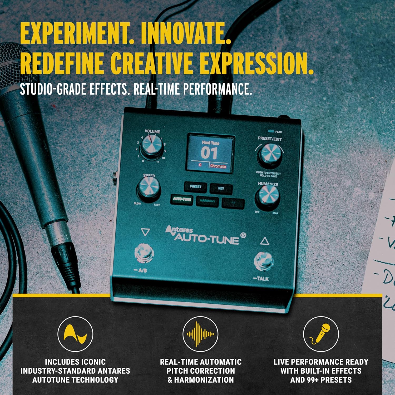 HeadRush VX5 Vocal Effects Pedal with Antares AutoTune for Vocalists with Real Time Pitch Correction, Vocal Harmony, Guitar and Mic in and Audio Interface