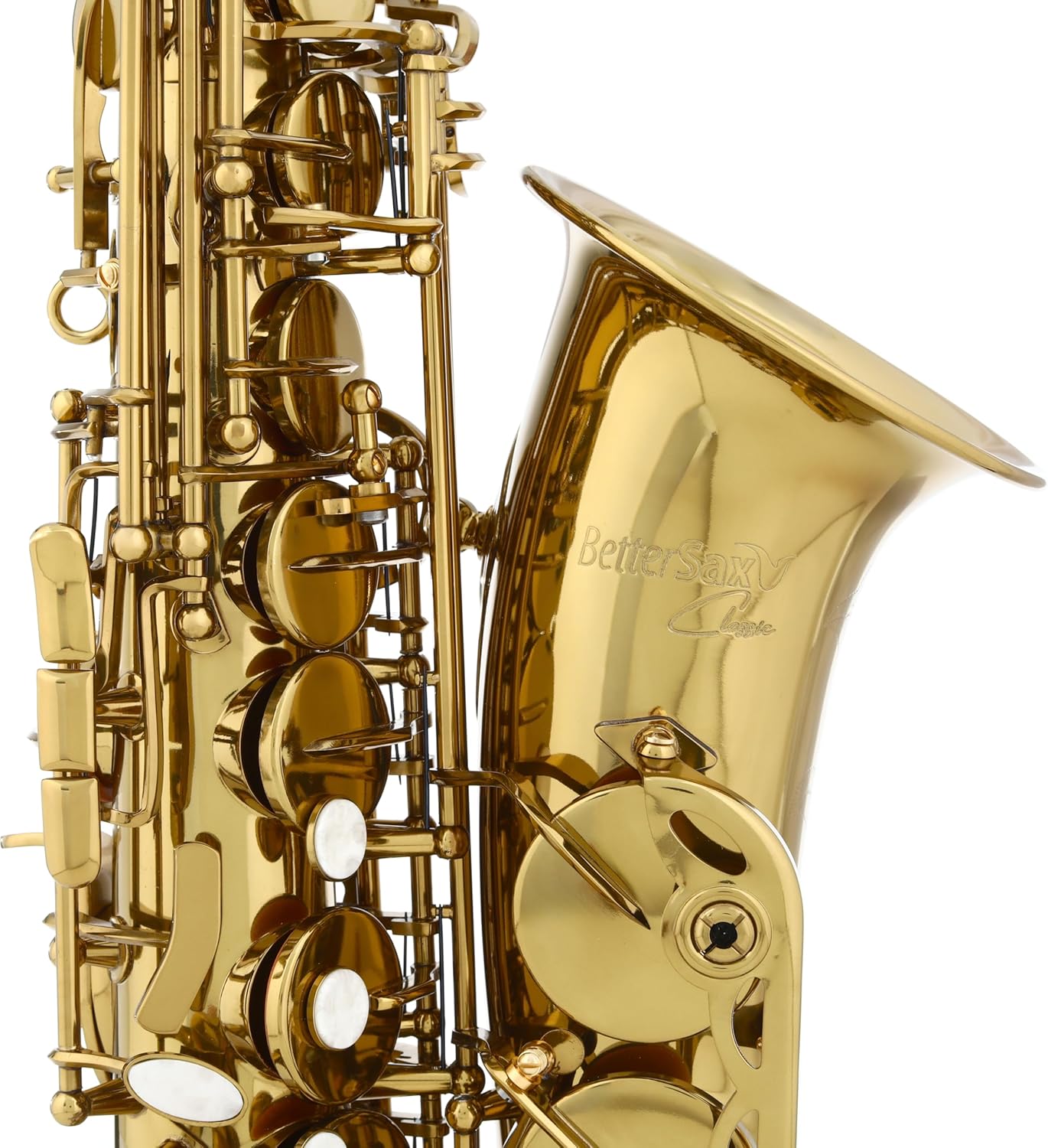 BetterSax Classic Student Alto Saxophone with Professional Burnin' 5 Mouthpiece and Power Ligature Bundle - Includes Ligature, Cap, and Reed - Ideal for Beginners and Intermediate Players