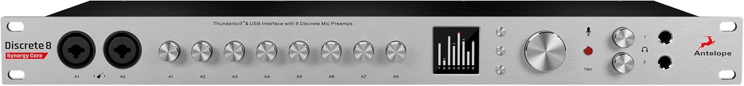 Antelope Audio Discrete 8 Synergy Core Thunderbolt & USB Audio Interface - Multichannel Rackmount Microphone Preamp Recording for Vocals, Streaming Studio Audio Interface w/FPGA + DSP FX Processing