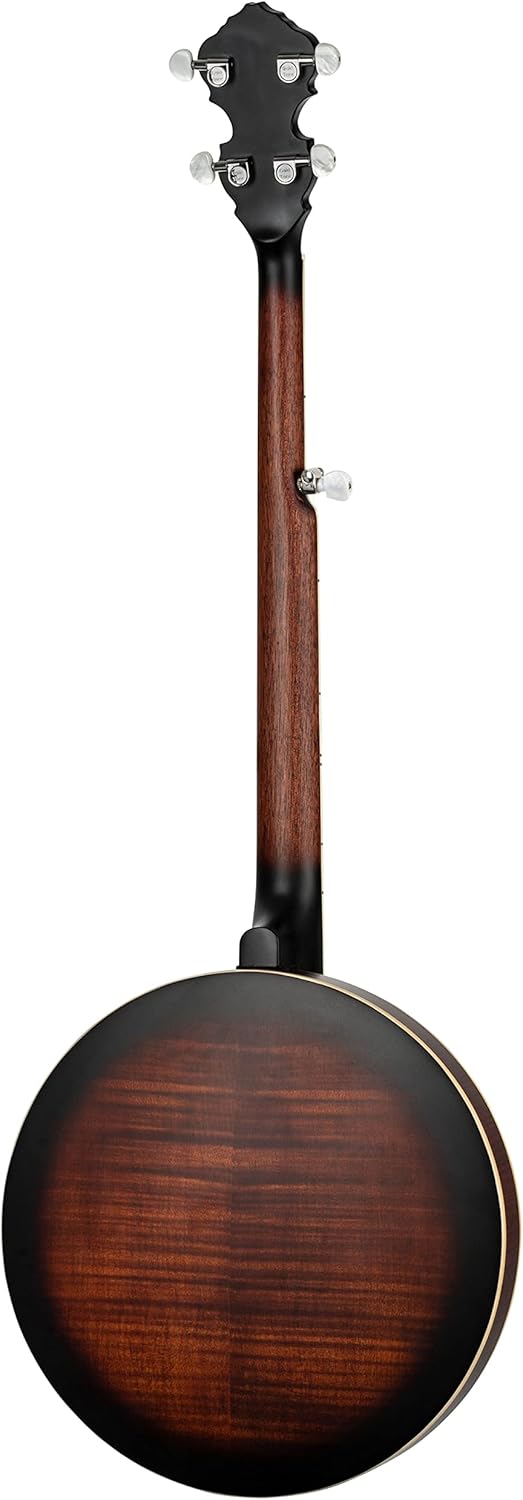 Ortega Guitars Americana Series 5-String Flamed Mahogany Resonator Banjo, Right, Whiskey Burst (OBJ300-WB)