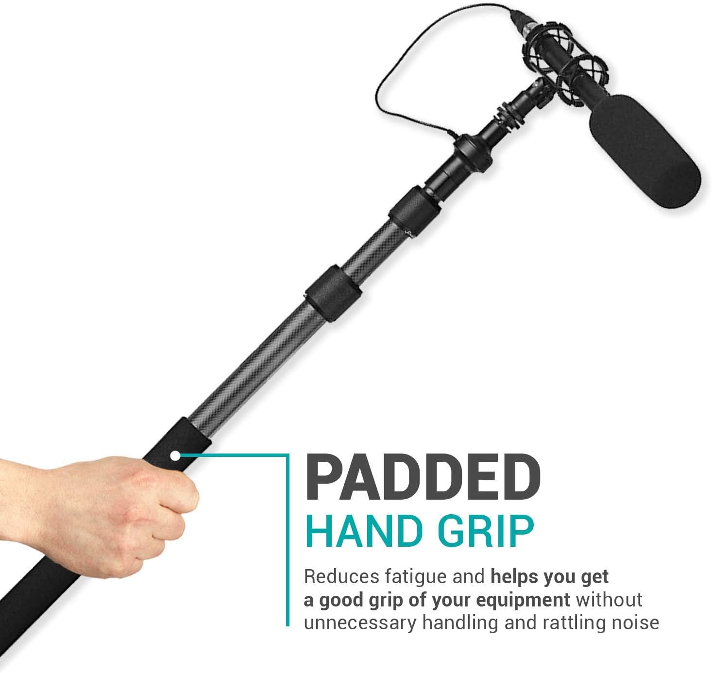 Movo CMP-25 Microphone Boom Pole with Integrated Microphone Cable for XLR Microphones - 8.2' ft Adjustable Telescoping Extension Pole