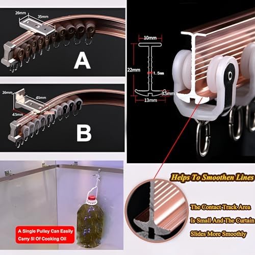 Shower Curtain Rod Adjustable Corner for Bathroom Bathtub Clothing Store,Heavy Duty Flexible Curtain Track Bendable Aluminum Rails for Ceiling/Wall Mount Ideal for L Shaped & U Shaped Bay Wi