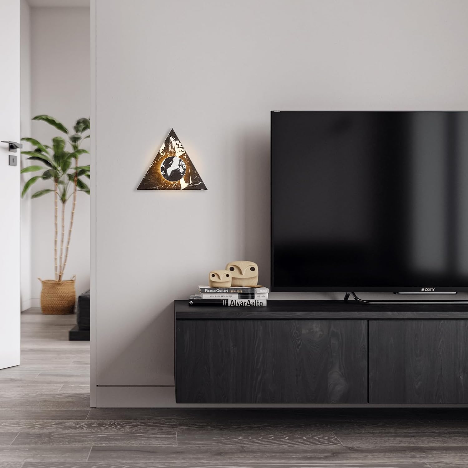 Nordic Style Stone Wall Lamp, Natural Marble Lampshade Wall Sconce Metal Base Hardwired Indoor Wall Lights, 3000K 7W LED Modern Wall Mount Lamp for Living Room Bedroom Bedside Hallway Stairs