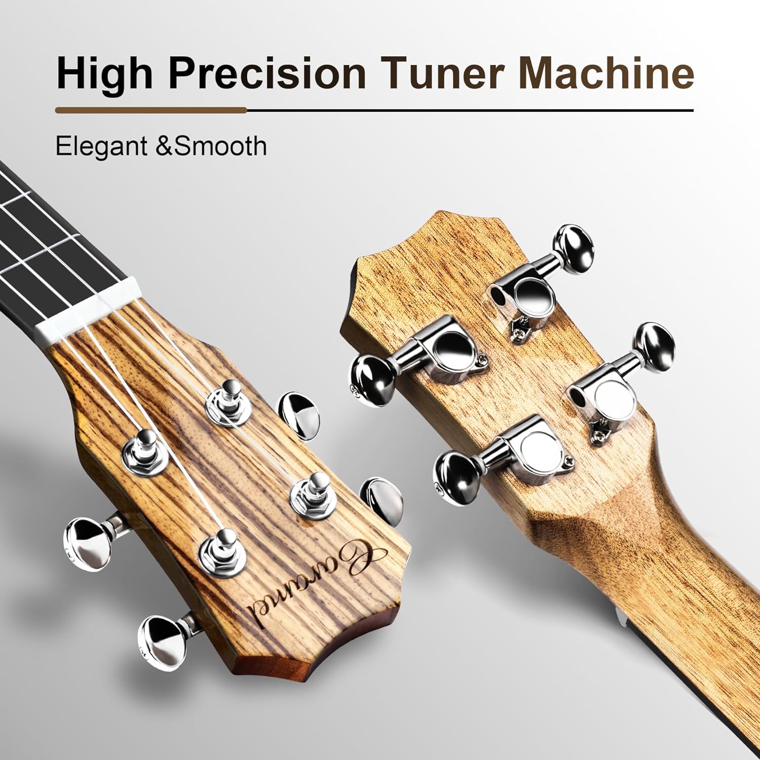 Caramel 26inch CT103 Zebrawood High Gloss Tenor Electric Ukulele Professional Ukelele Kit Beginner Guitar Starter Bundle Strings, Padded Gig Bag, Strap