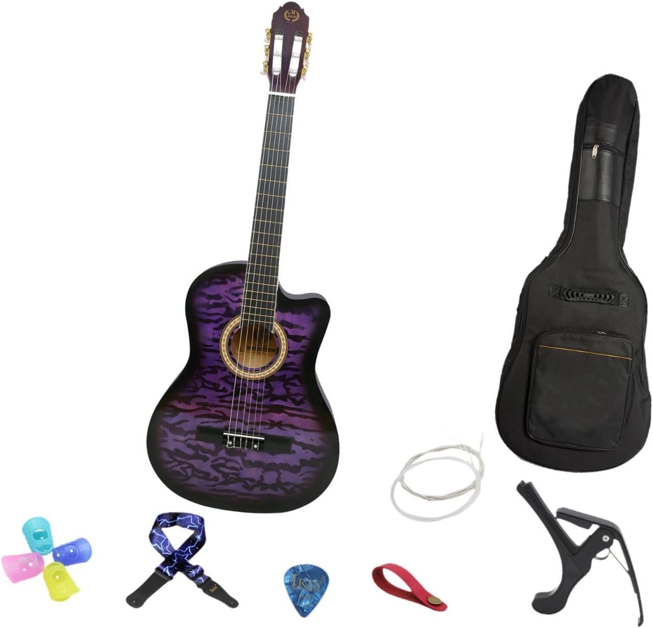 Acoustic Guitar for Beginners, Portable Travel Guitar with Steel Strings, Compact Size for Easy Learning and Performance- Purple