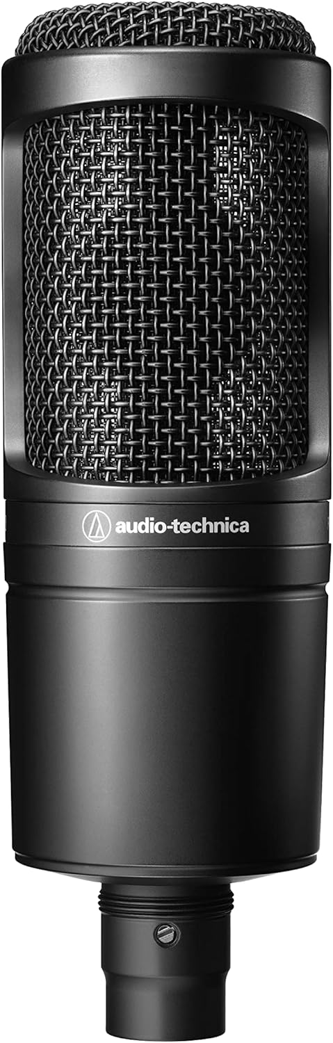 Audio-Technica AT2020 Cardioid Condenser Studio XLR Microphone, Ideal for Project/Home Studio Applications, Black