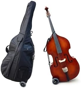 Portable Upright Double Bass Cart with Wheel Transport Buggies Carry String Bass Carts for Any Size Bass from 1/10 To 4/4,Works Indoors &Outdoors (Bass Cart)