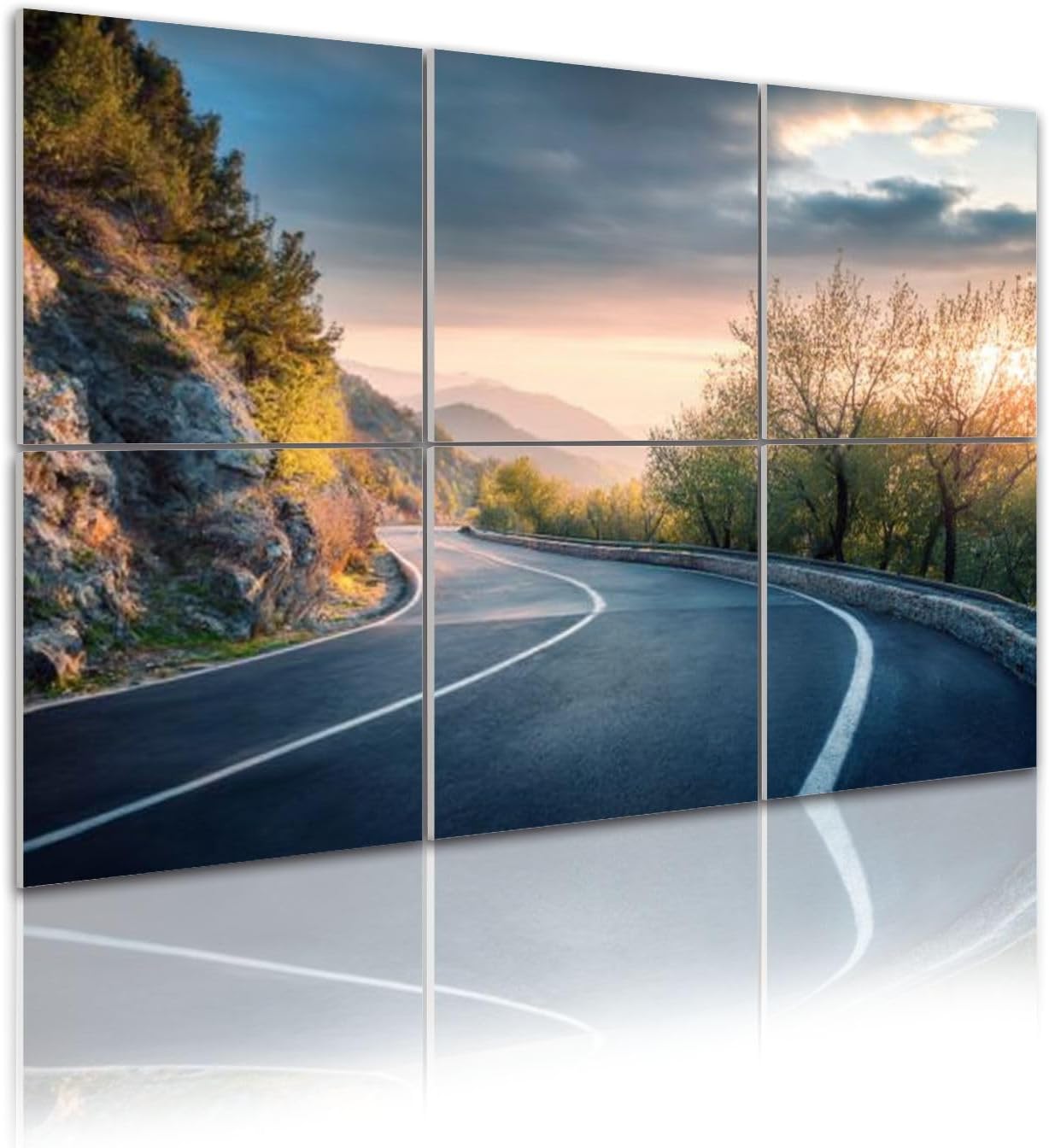 6 Pack Art Acoustic Panels Mountain road Landscape rocks sunny sky clouds beautiful asphalt road Sound Absorbing Panel 48
