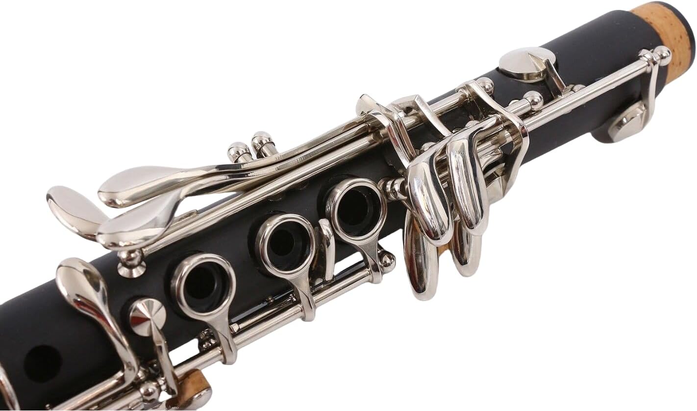 Ebonite Clarinet E Flat Clarinet for Beginner Student with Protect Case 2 Barrels Cleaning Cloth Mouthpice Gloves