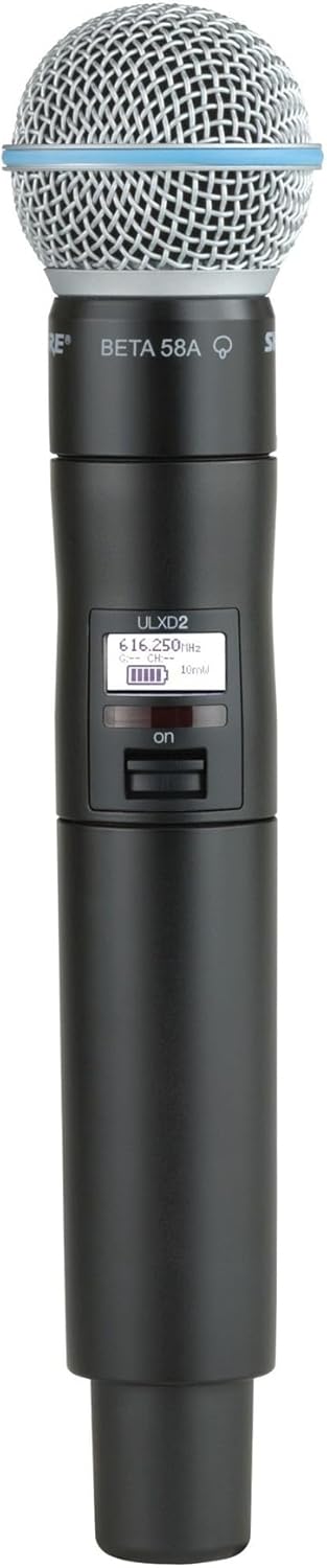 Shure ULXD2/B58 Handheld Transmitter with BETA 58A Vocal Mic Capsule - for use with ULX-D Digital Wireless Microphone Systems, Receiver Sold Separately | V50 Band (ULXD2/B58=-V50)