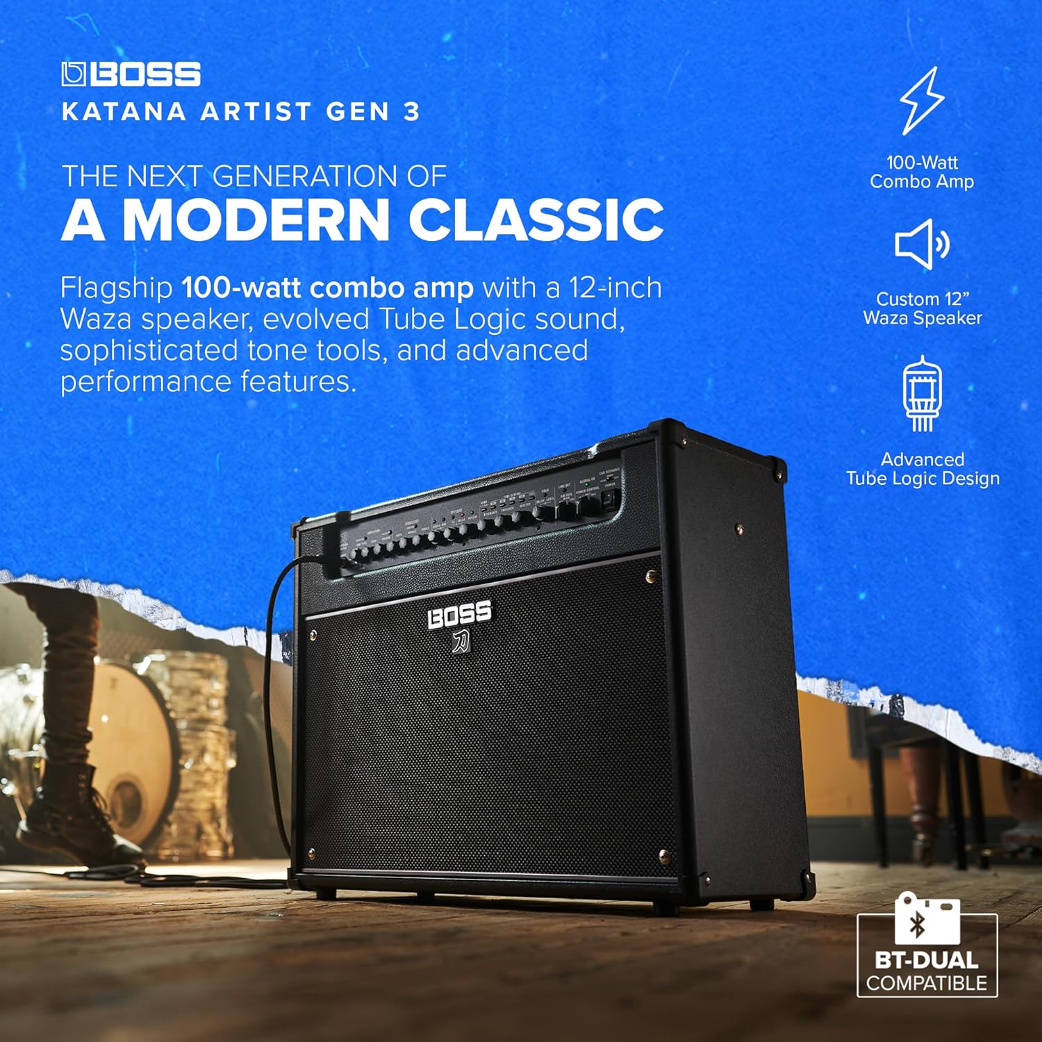 BOSS Katana Artist Gen 3 Guitar Amplifier | Flagship 100-Watt Combo Amp | 12-Inch Waza Speaker | Evolved Tube Logic Sound | Sophisticated Tone Tools | Advanced Performance Features