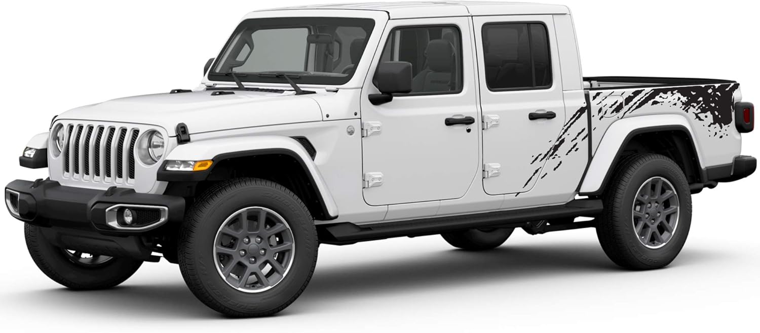 Decal Sticker Vinyl Splash Compatible with Jeep Gladiator jt 2019-2023 Overland Model Black