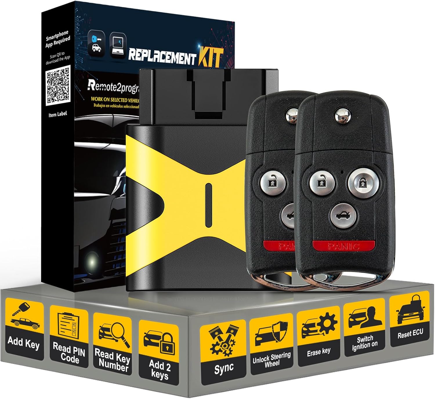 DIY Programming Keyless Entry Car Key for No Working Remote Replacement for Acura/Honda with FCC: MLBHLIK-1T (4 BTN/MLBHLIK-1T)