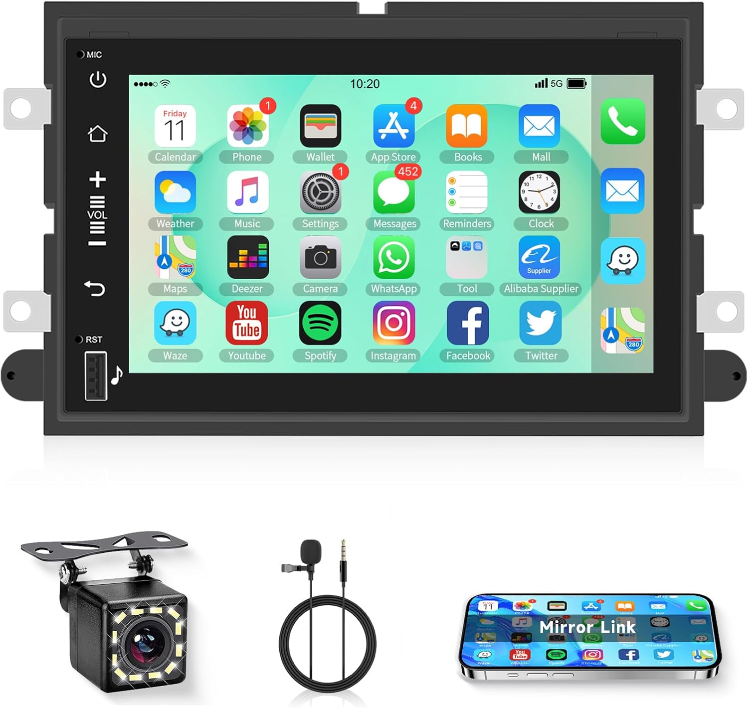 Android Car Radio for Ford F150 F250 F350 E250 E350 2004-2014, Rimoody Car Stereo with 7 inch Touch Screen GPS Navigation Mirror Link Bluetooth FM/RDS SWC USB Backup Camera