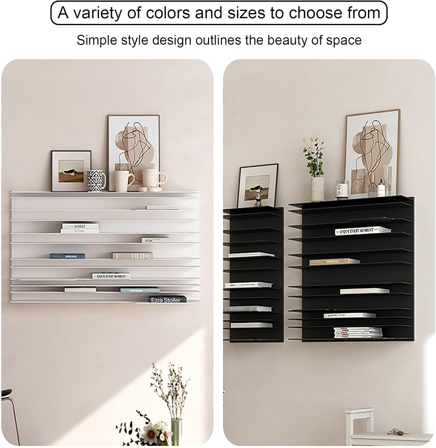 Floating Bookshelf for Wall, Invisible Floating Bookcase, Wall Mounted Storage Rack, Space Saving, Heavy Duty Metal Display Storage Organizer for Home Office(White,30cm/11.8in)