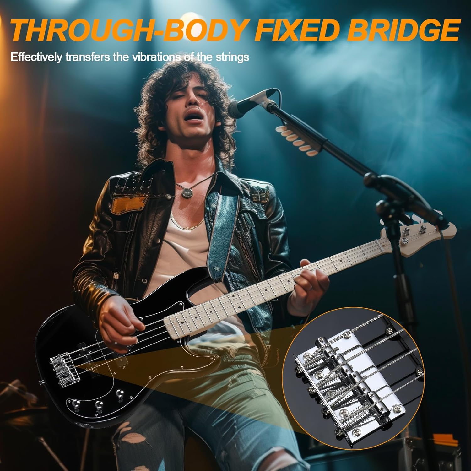 Ktaxon 4 String Bass Guitar Full Size Electric Bass Guitar Starter Kit with 20W AMP, Portable Gip Bag, Premium Cable, Adjustable Strap, Picks and Wrench, Gift For Music Lover(Set-Black)