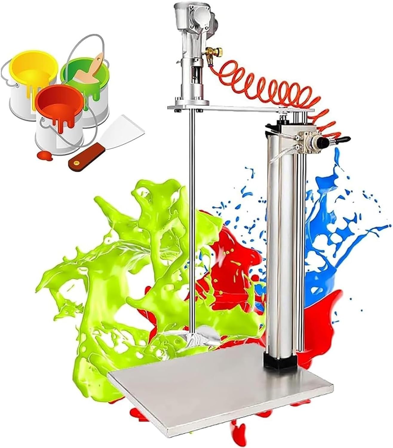 Pneumatic Paint Mixer, Automatic Lifting Desktop Vertical Agitator, Ink & Plaster Mixing Machine for Efficient Feed, Paint, and Material Blending