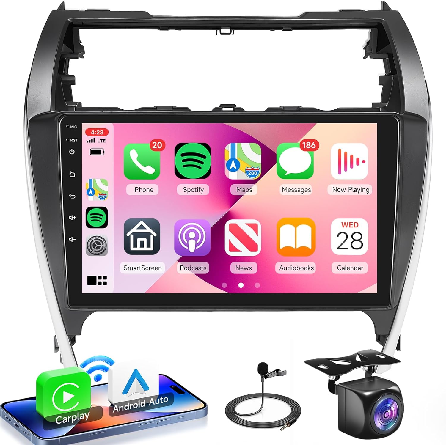 Rimoody 4Core 2G+64G Android 13 Car Radio Stereo for Toyota Camry 2012 2013 2014, Wireless Carplay Android auto, GPS Navigation WiFi, 10.1 inch Touch Screen, Bluetooth 5.0 EQ FM + AHD Backup Camera