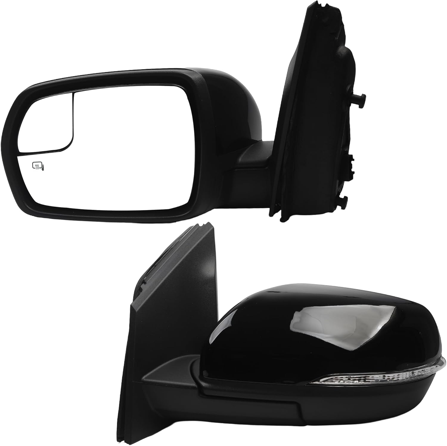Dasbecan Left Driver Side Mirror Compatible with Ford Edge 2015-2018 Heated with Turn Signal Puddle Light Spotter Glass Black 7Pins