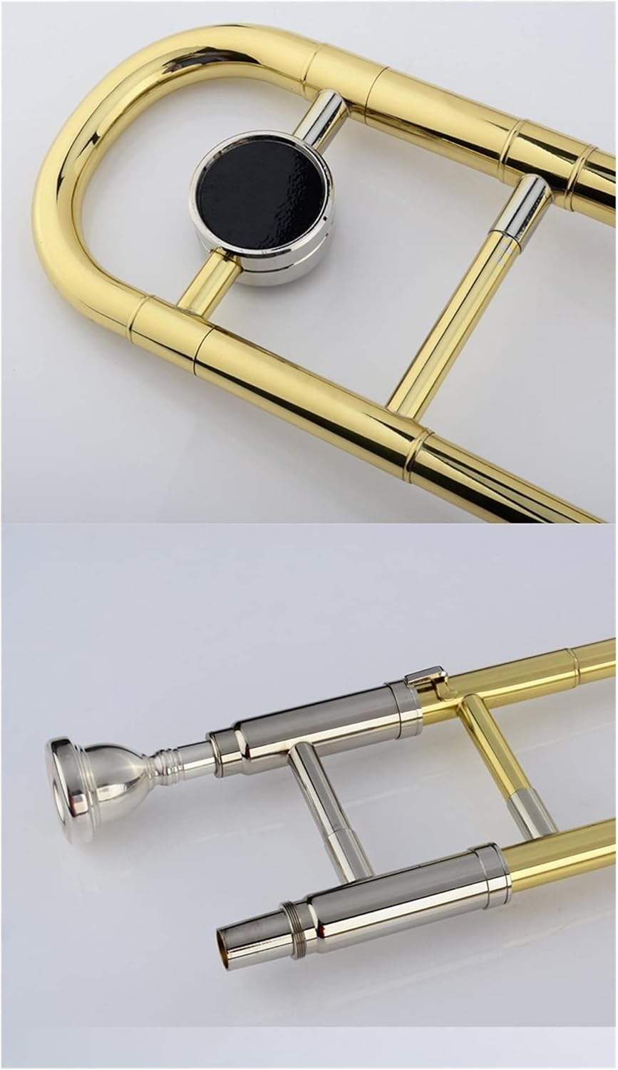 Standard Trombone New Professional Alto Trombone B Flat Gold Lacquer Brass Trombone Musical Instruments with Trombone Mouthpiece Valve Trombone (Color : Gold)