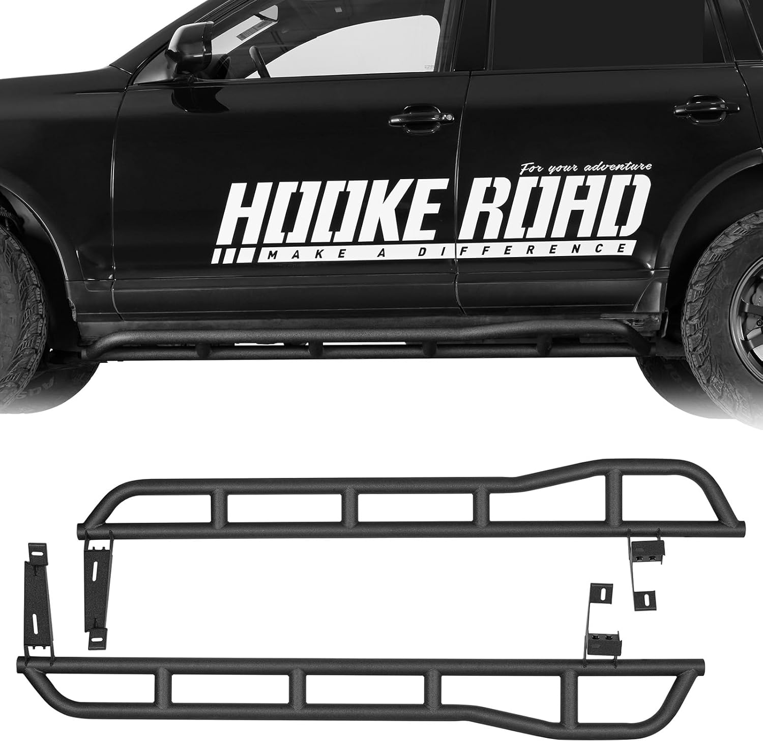 Hooke Road Cayenne Runing Board Nerf Bars for 2003-2010 Porsche Cayenne 955/957, Slider Rocker Guards with Kick-Out for Rock Crawling