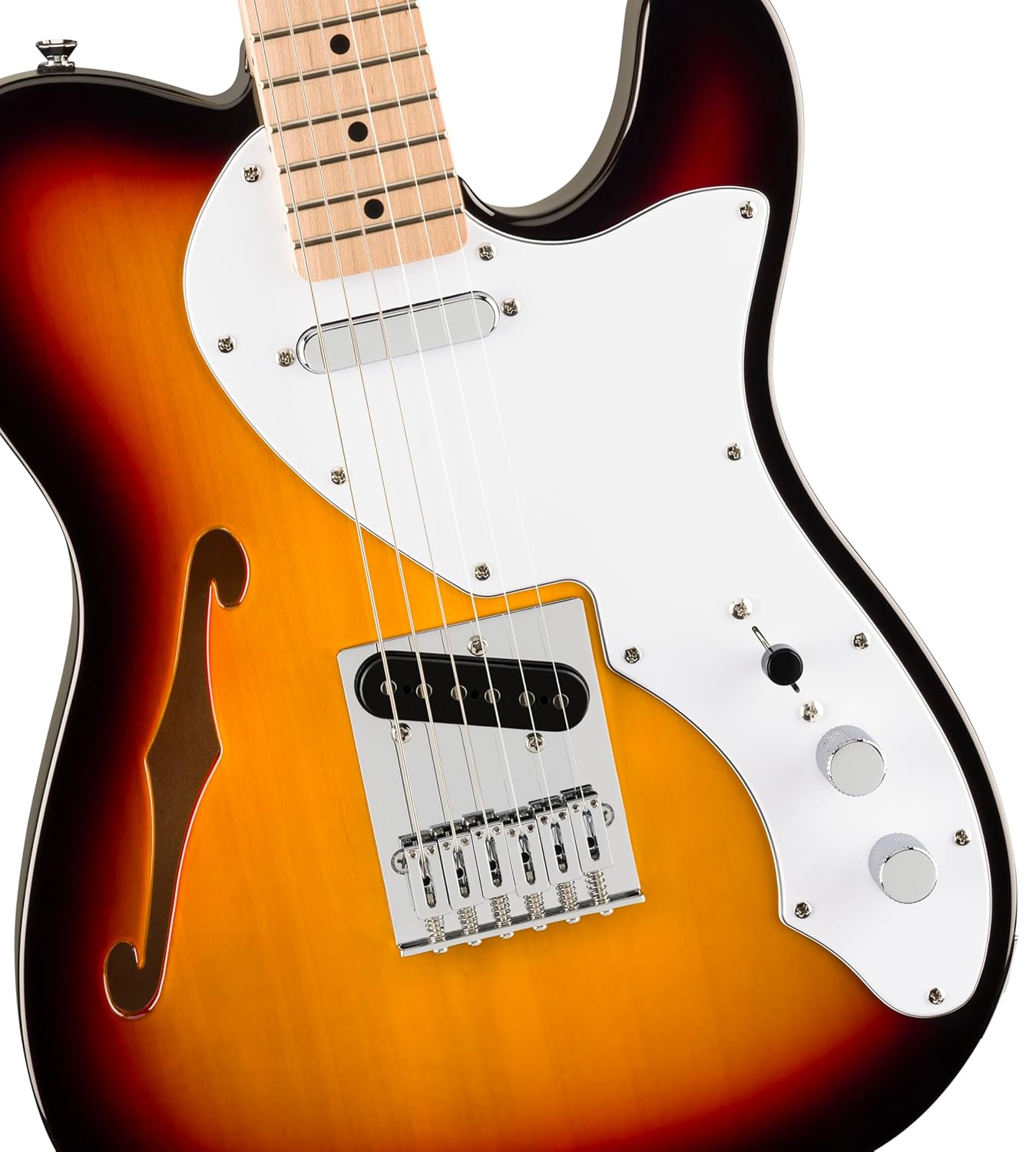 Affinity Series Telecaster Thinline, Maple Fingerboard, White Pickguard, 3-Color Sunburst
