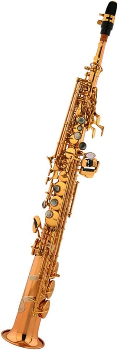 Straight Pipe Saxophone in B Flat Treble Brass Lacquered Gold Saxophone Wind Instrument