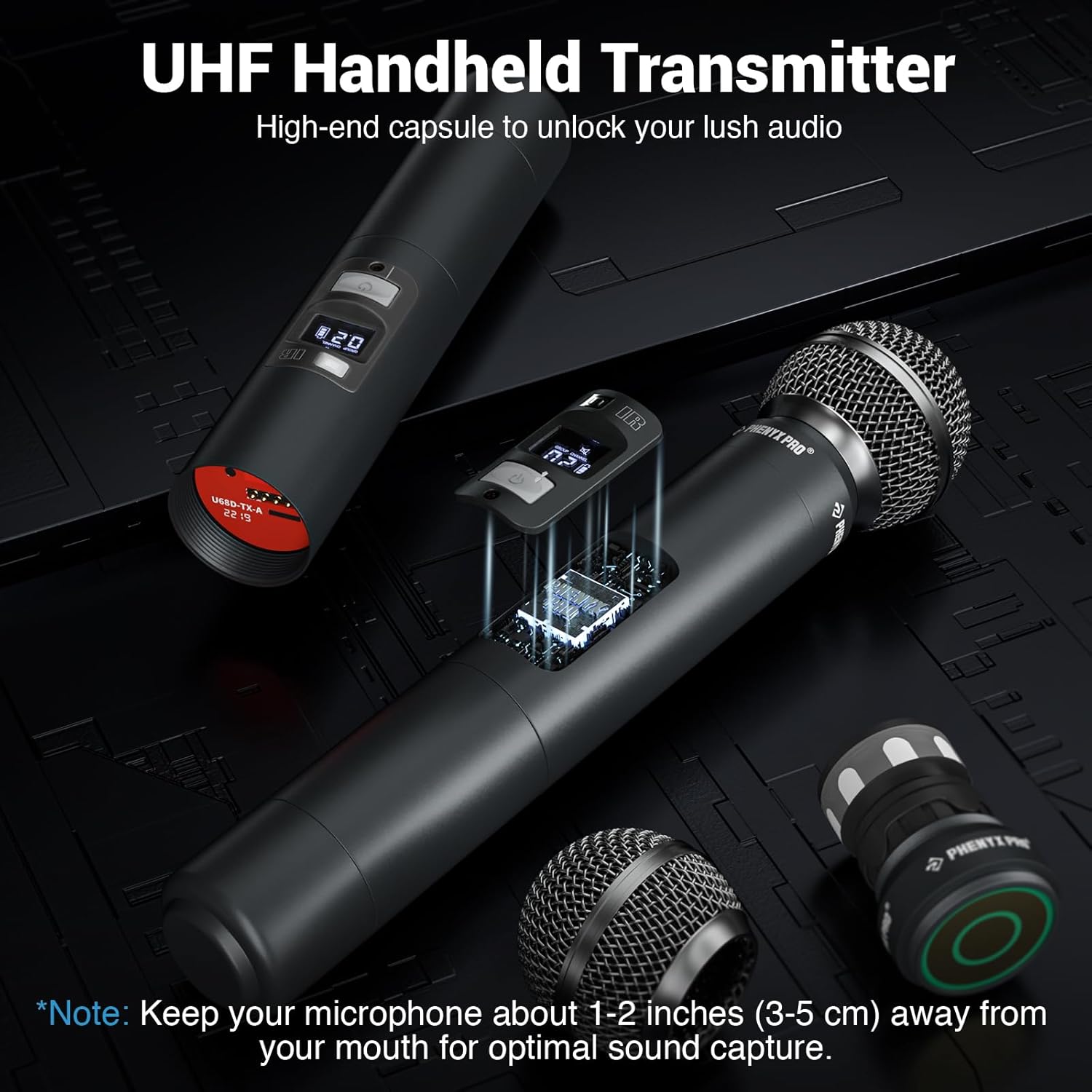 Phenyx Pro Wireless Microphone System, 8-Channel Wireless Mic, w/ 8 Handheld Dynamic Microphones, Auto Scan,8x40 UHF Frequencies, 328ft Range, Mics for Singing,Church, Karaoke(PTU-6000-8H)