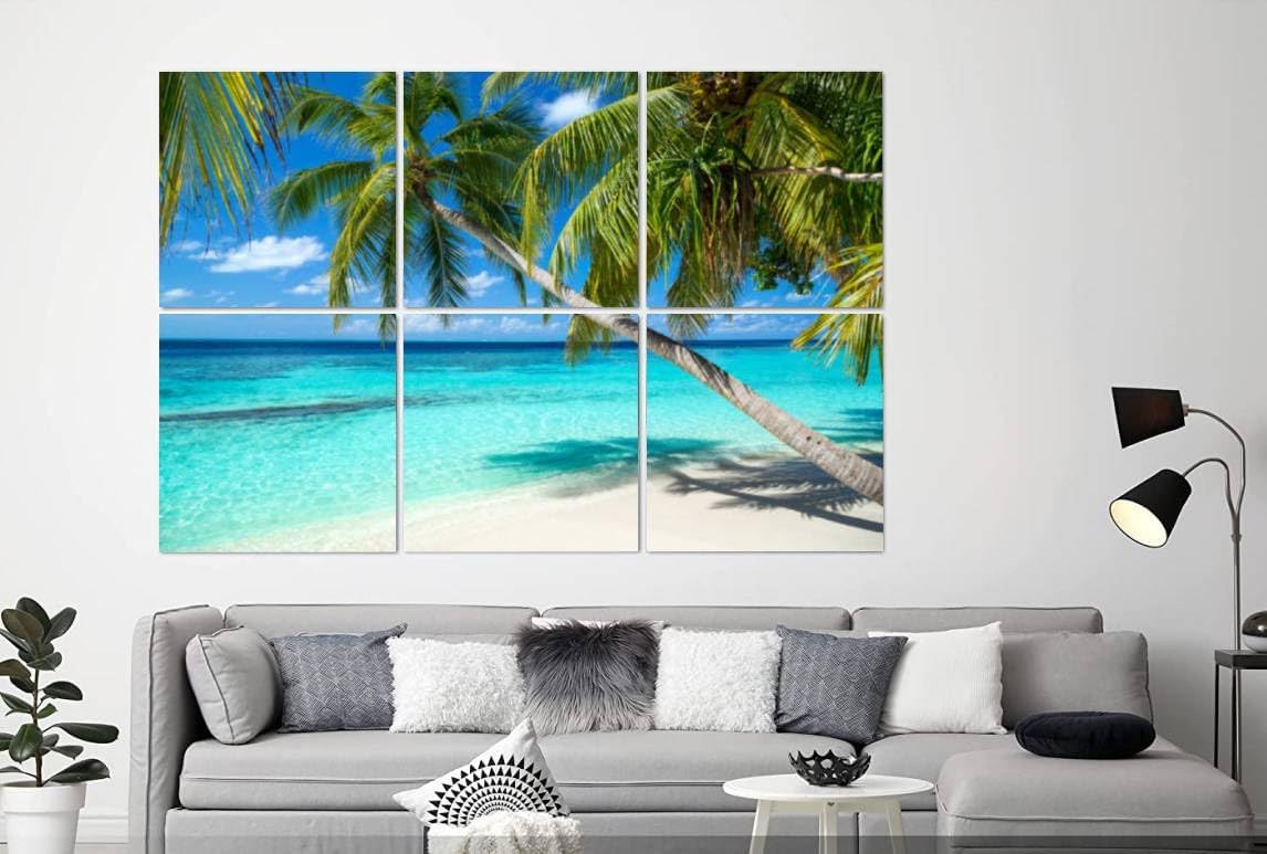 6 Pack Art Acoustic Panels Tropical beach Soundproof Wall Panels, 48