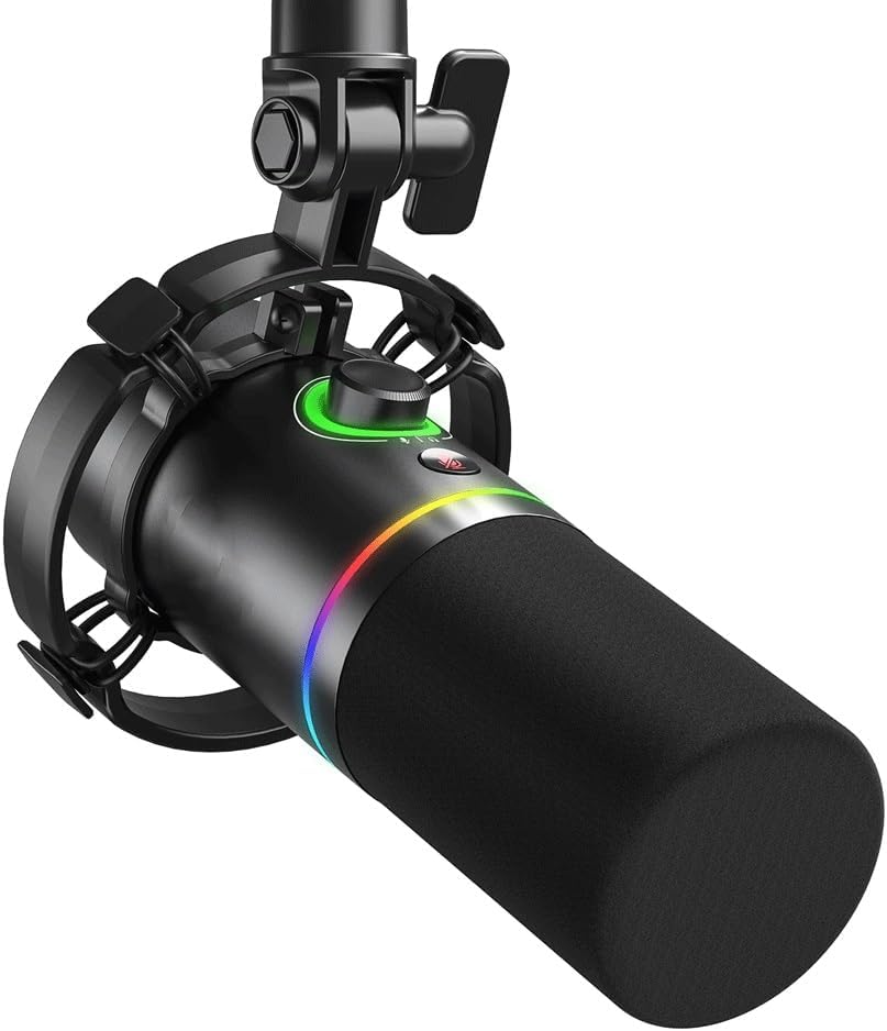 Dynamic Microphone for Gaming Recording Streaming Metal Mic with Software Tap-to-Mute Gain Knob (D As Shown) (D As Shown)