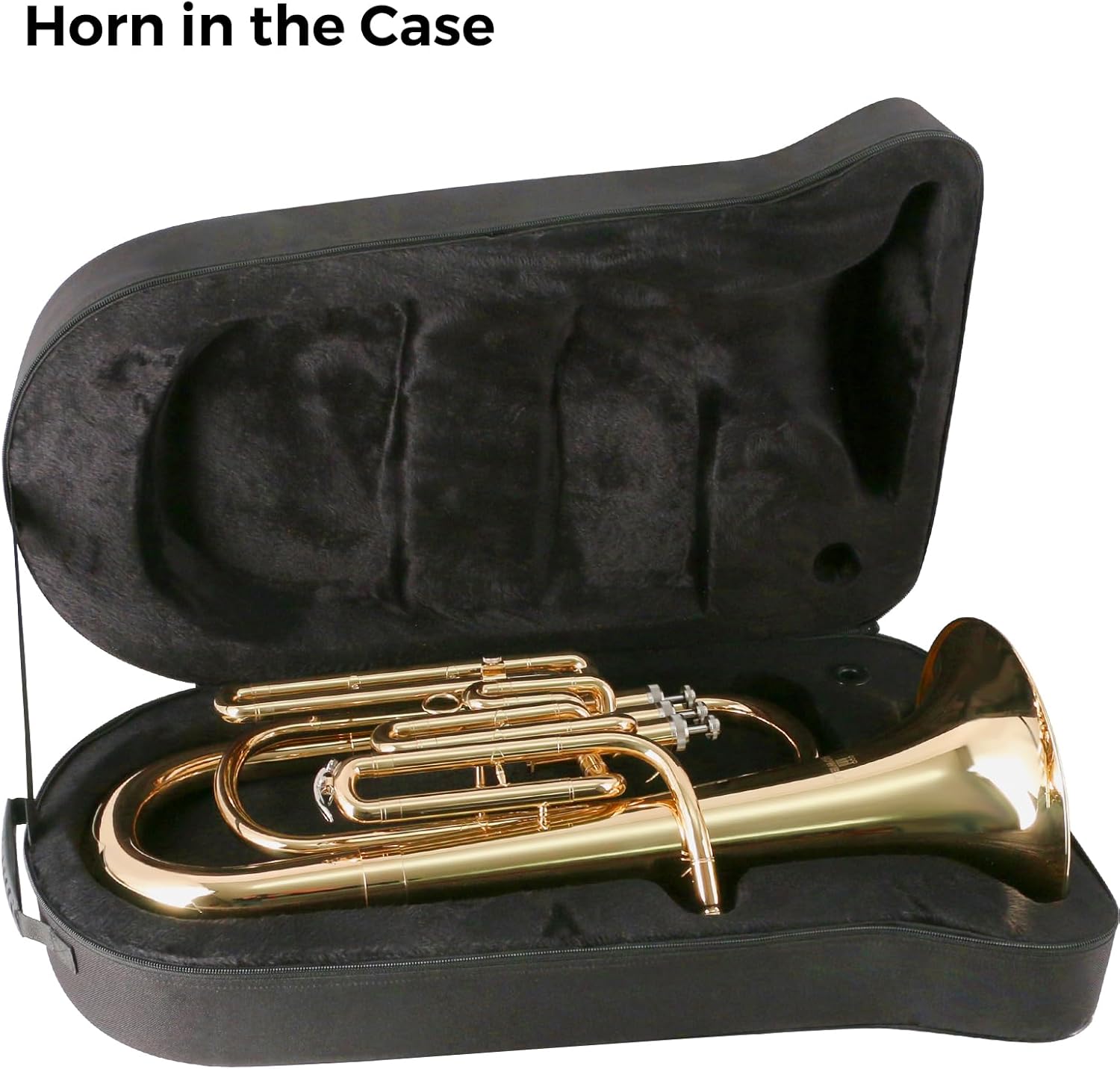 ROWELL Baritone Horn Bb Brass 3 Valves Lacquer Gold with Mouthpiece, Case and Gloves