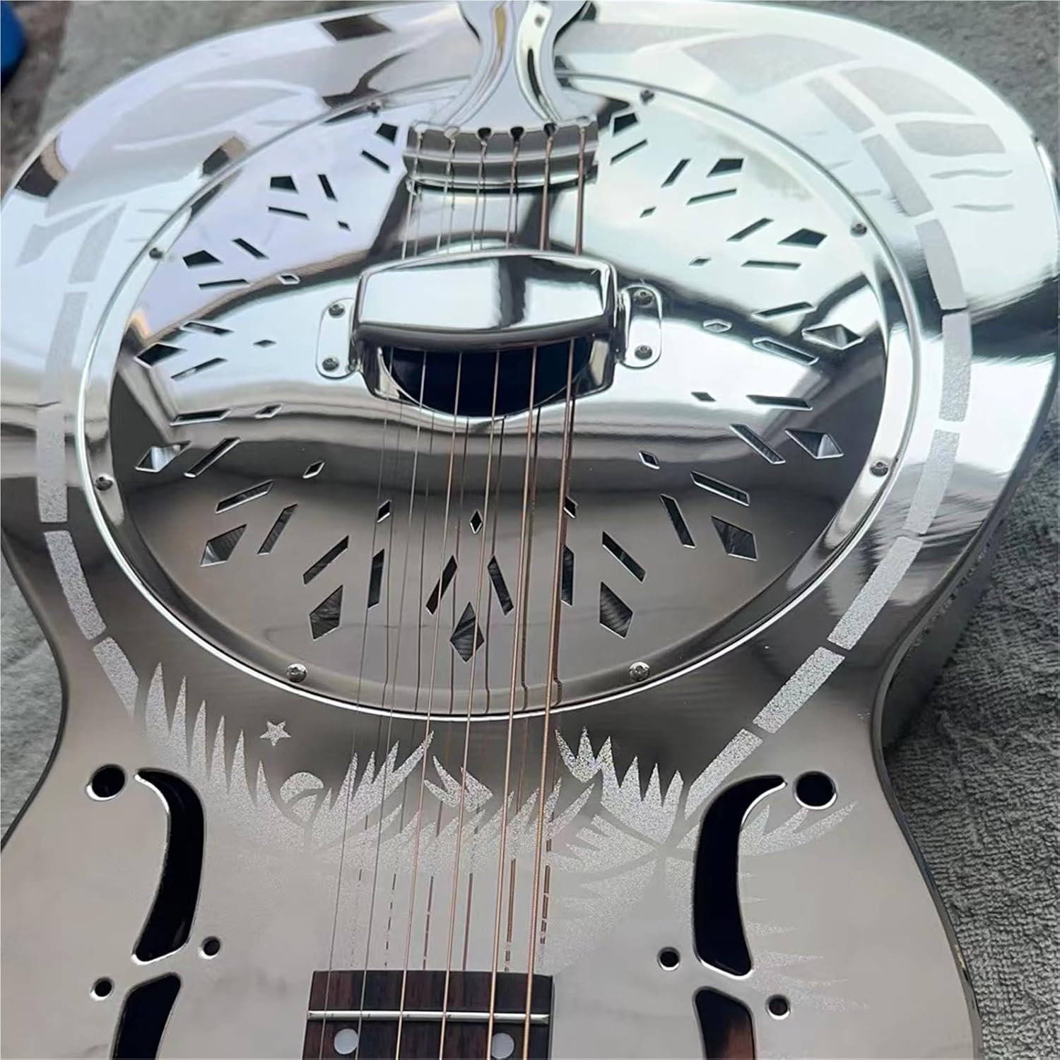 Beginner Electric Guitar Kits All Metal Barrel Electric Guitar With Coconut Tree Pattern