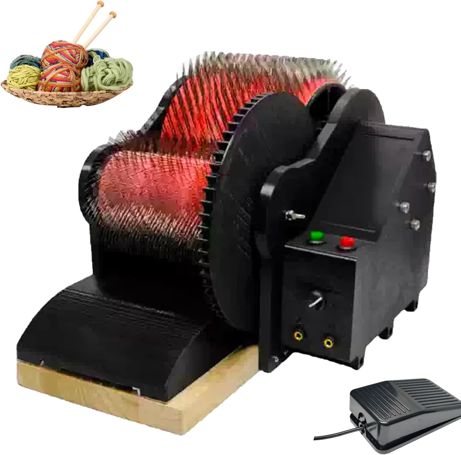 Electric Wool Carding Machine, Wool Fiber Drum Combing Machine with Foot Pedal, Forward and Reverse, Adjustable Speed, Fast Color Mixing, Combing, Spinning, for DIY Craft Make Felt Animals