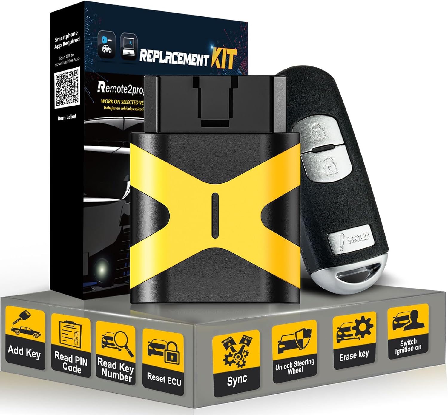 Self Programmable Car Key and Smart Keyless Entry Remote Replacement for 2012-2018 Mazda 3/5/CX-3/CX-5 with FCC: WAZSKE13D01 (3 Buttons)