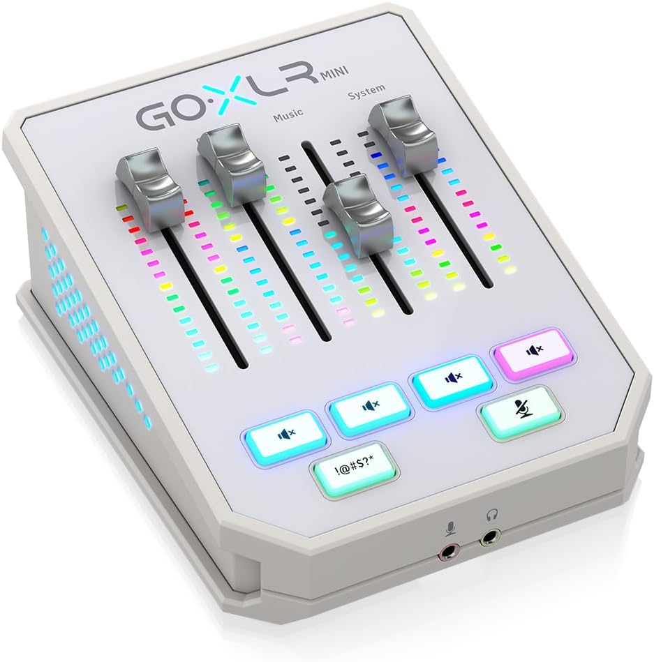 TC HELICON GoXLR MINI-WH Online Broadcast Mixer with USB/Audio Interface and Midas Preamp