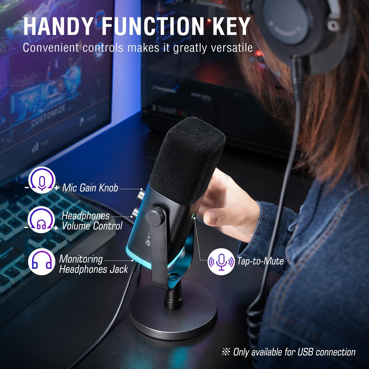FIFINE Gaming Audio Mixer Bundle with Computer Streaming Microphone, 4-Channel RGB Mixer Set with XLR Interface, 48V Phantom Power, Dynamic Mic with Mute Button for Game Voice Podcast YouTube(SC3+AM8)