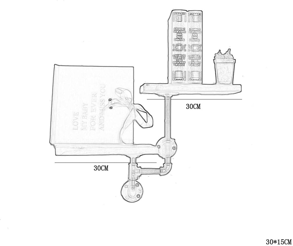 JHSLXD Water Pipe Shelf Retro Industrial Style Wall Shelf Creative Solid Wood Partition Shelf Indoor Decoration Flower Stand,B Style